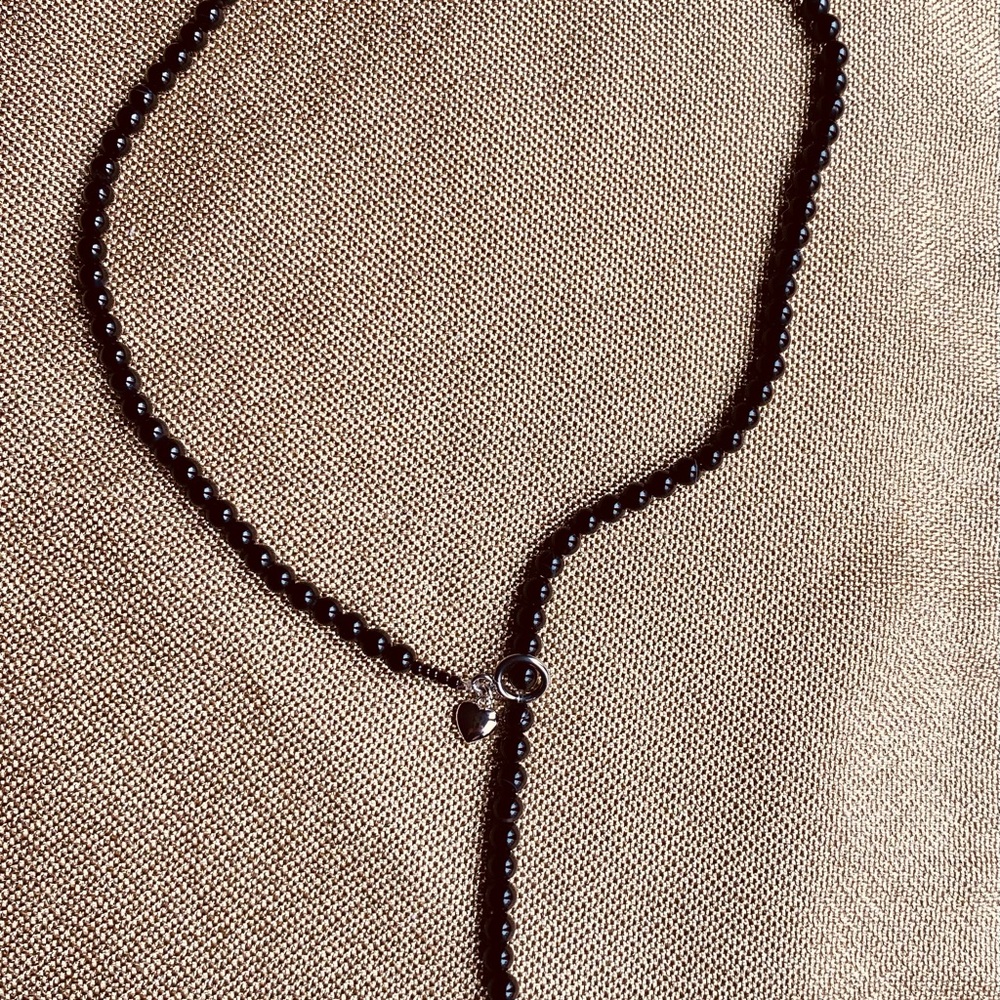 Stylish Black Beaded Necklace